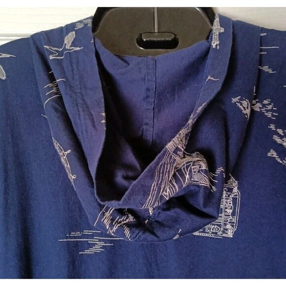 Lands End Dress Cover Up Sz Medium Hooded Drawstring Pockets Full Zip  Nautical - Picture 4 of 10